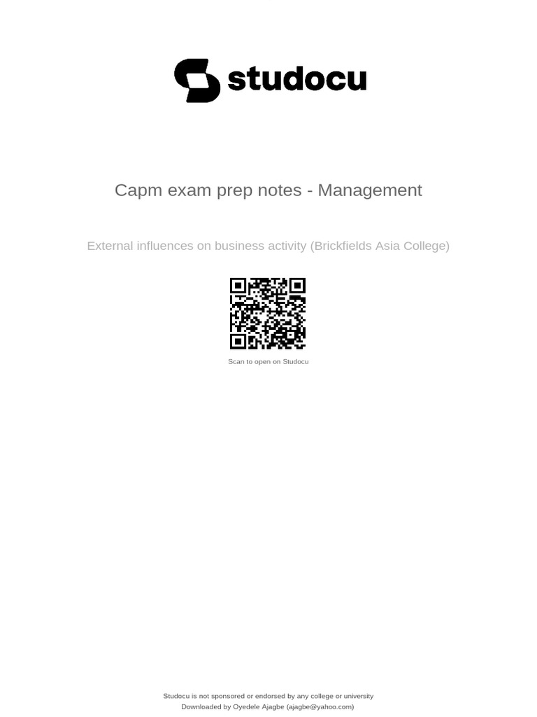 CAPM Exam Prep Notes for Management | PDF | Project Management | Business