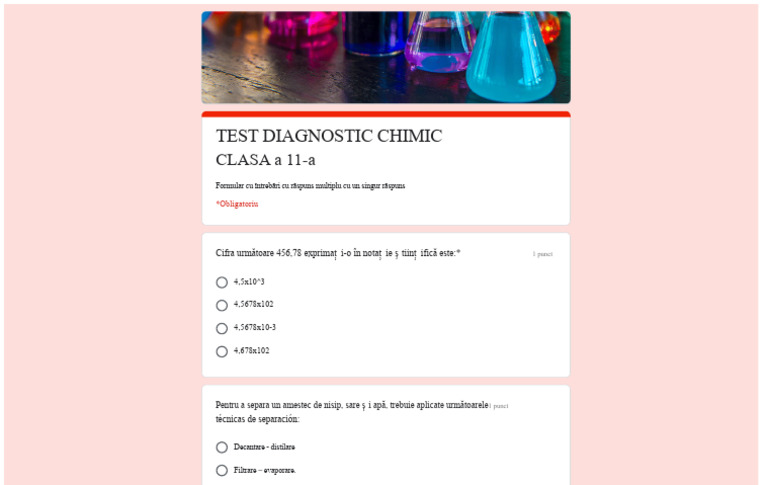 Test Diagnostic Chimic Clasa A Xi-A | PDF