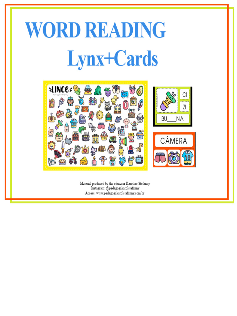 4 READING WORDS LYNX AND CARDS Ldlehb | PDF | Writing | Written ...