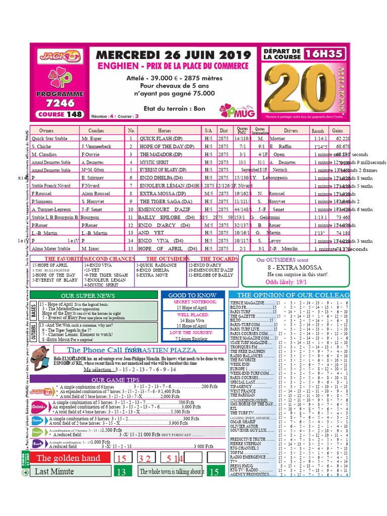 Horse Racing Odds and Predictions | PDF | Horses