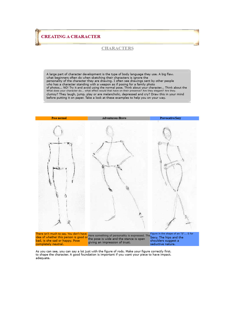Character Development and Action Poses | PDF | Body Language