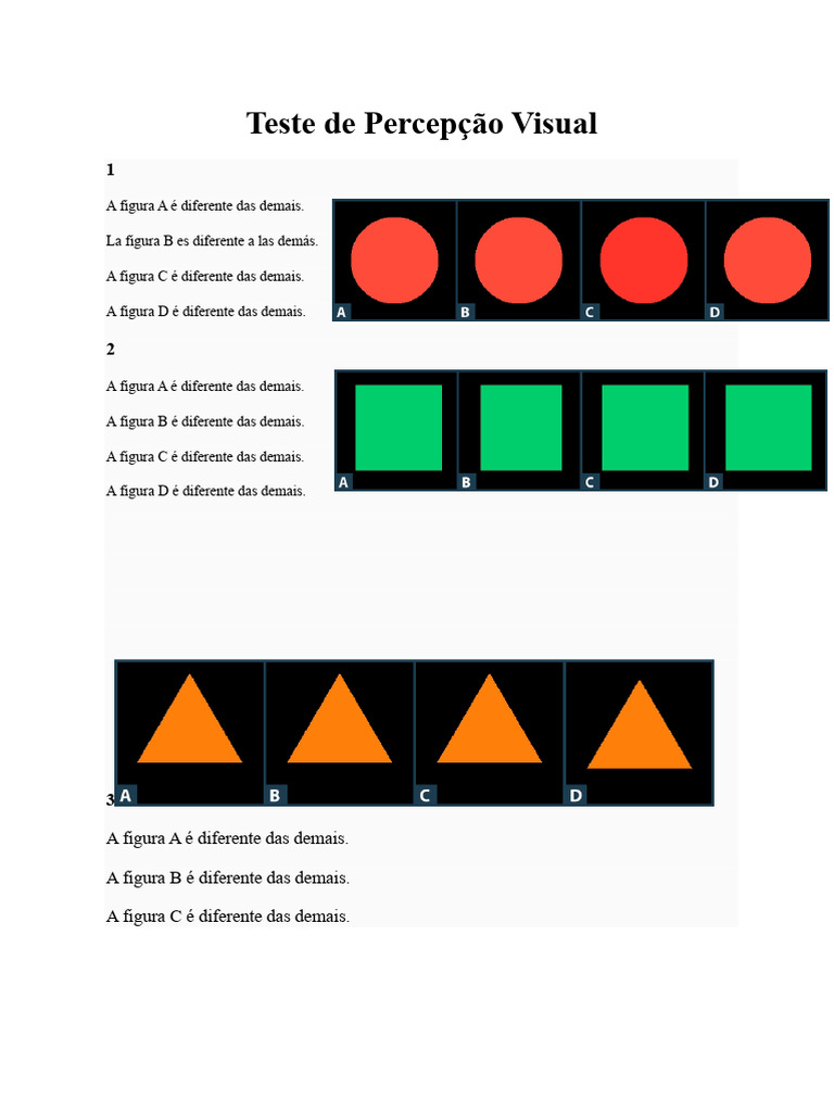 Figuras Diferentes: Teste Visual | PDF