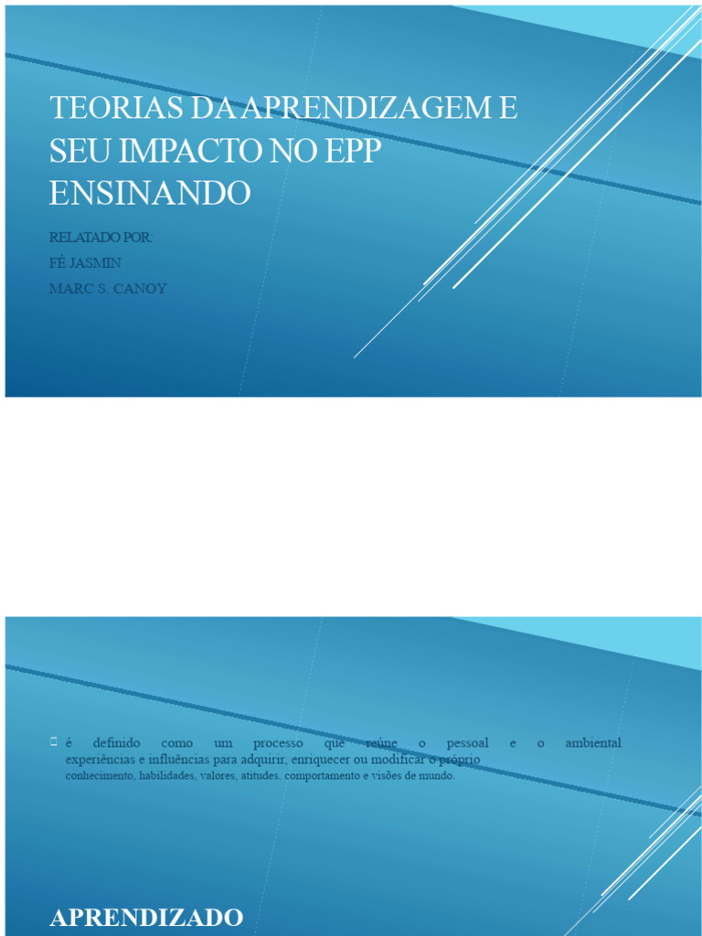 Teorias da Aprendizagem e EPP | PDF | Aprendizado | Teoria da ...