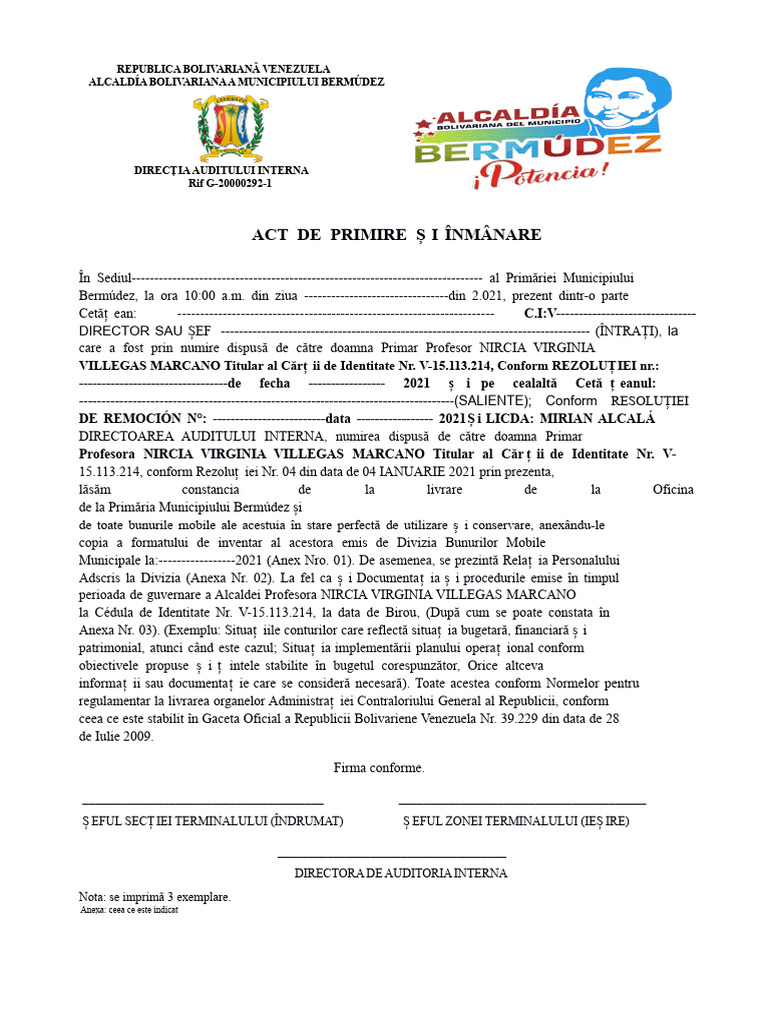 Model de Proces-Verbal de Predare Și Primire | PDF