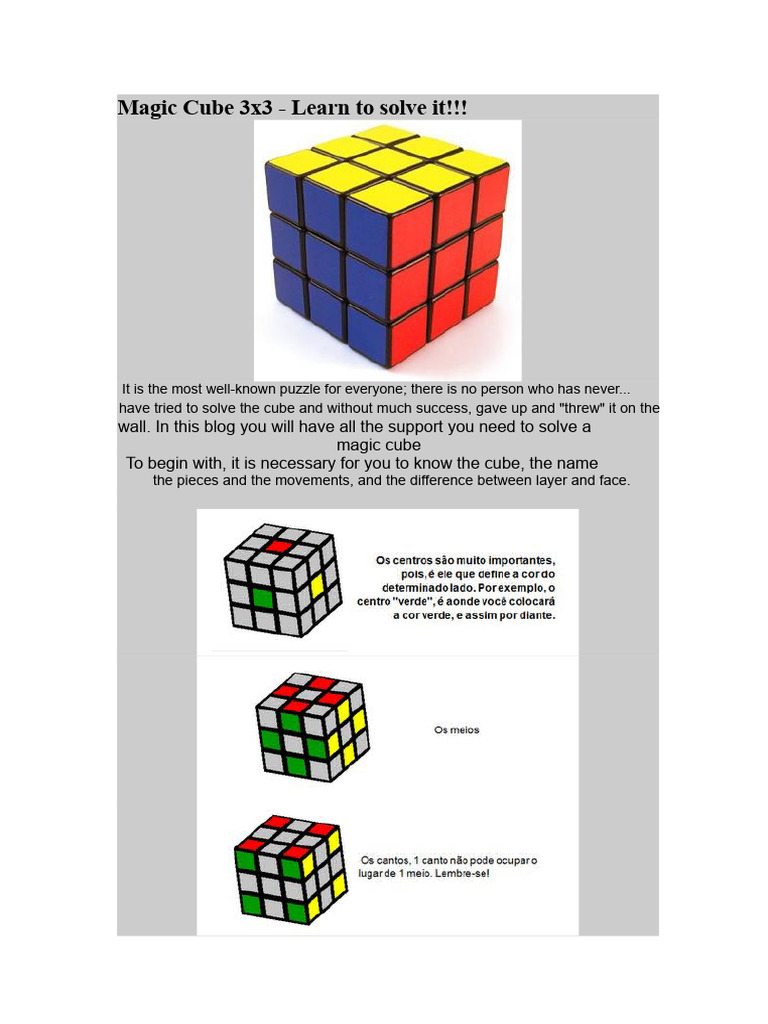 Mastering the 3x3 Magic Cube Guide | PDF