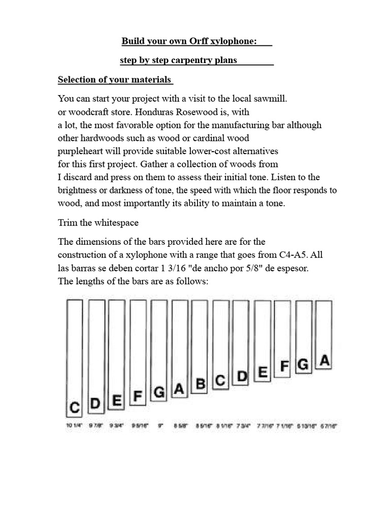 DIY Orff Xylophone Building Guide | PDF | Plywood | Harmonic