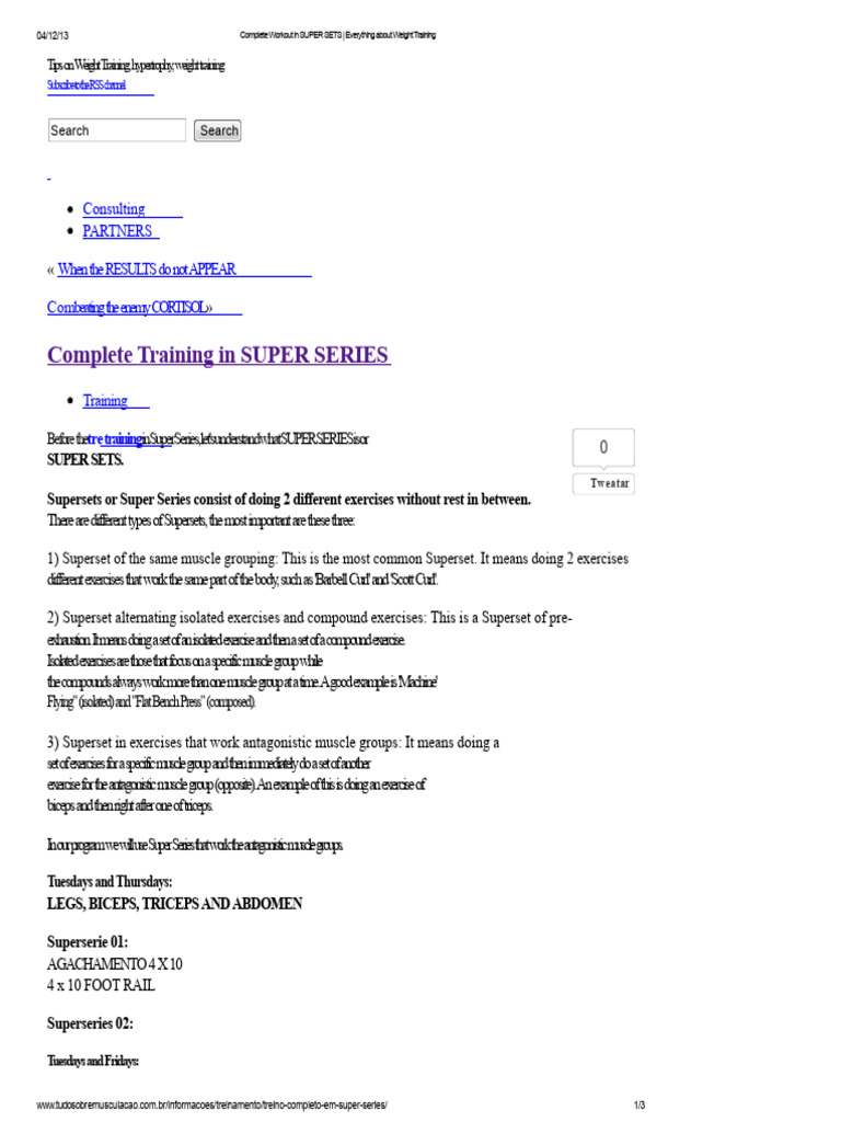 Complete Super Series Workout Guide | PDF | Strength Training ...