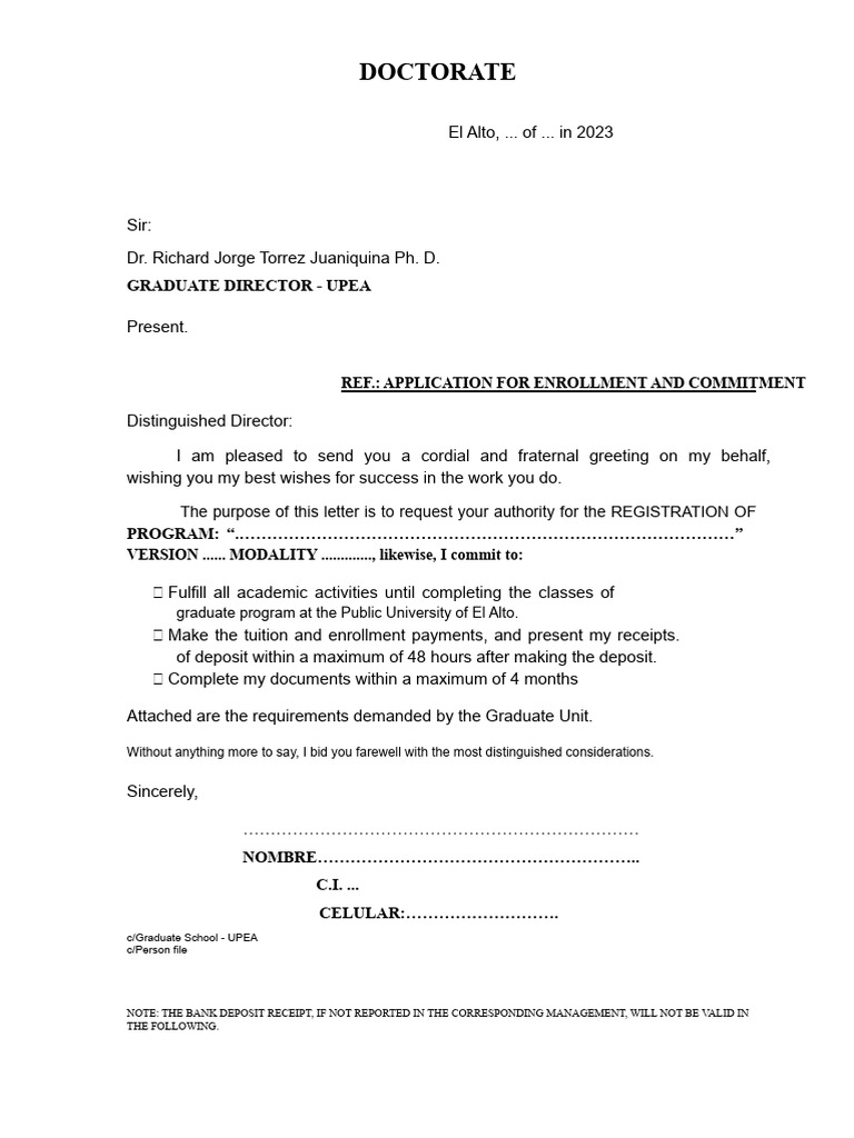 UPEA Doctorate Enrollment Request 2023 | PDF