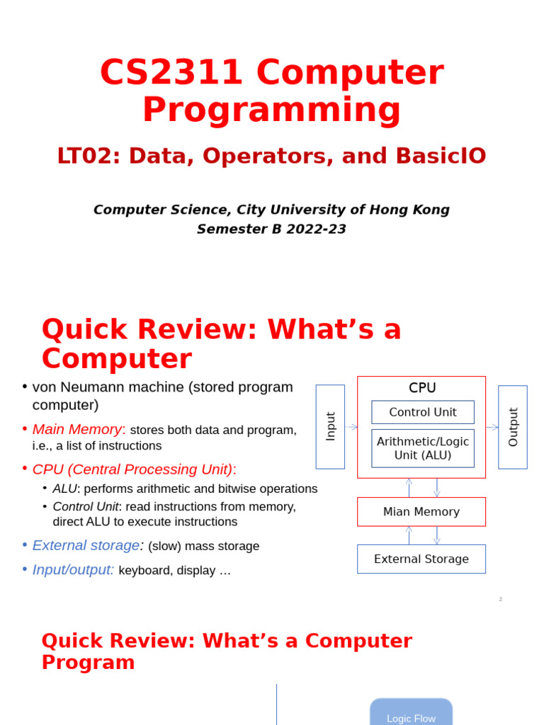 PreClass CS2311 Lec02 Basic | PDF | Programming | Computer Program