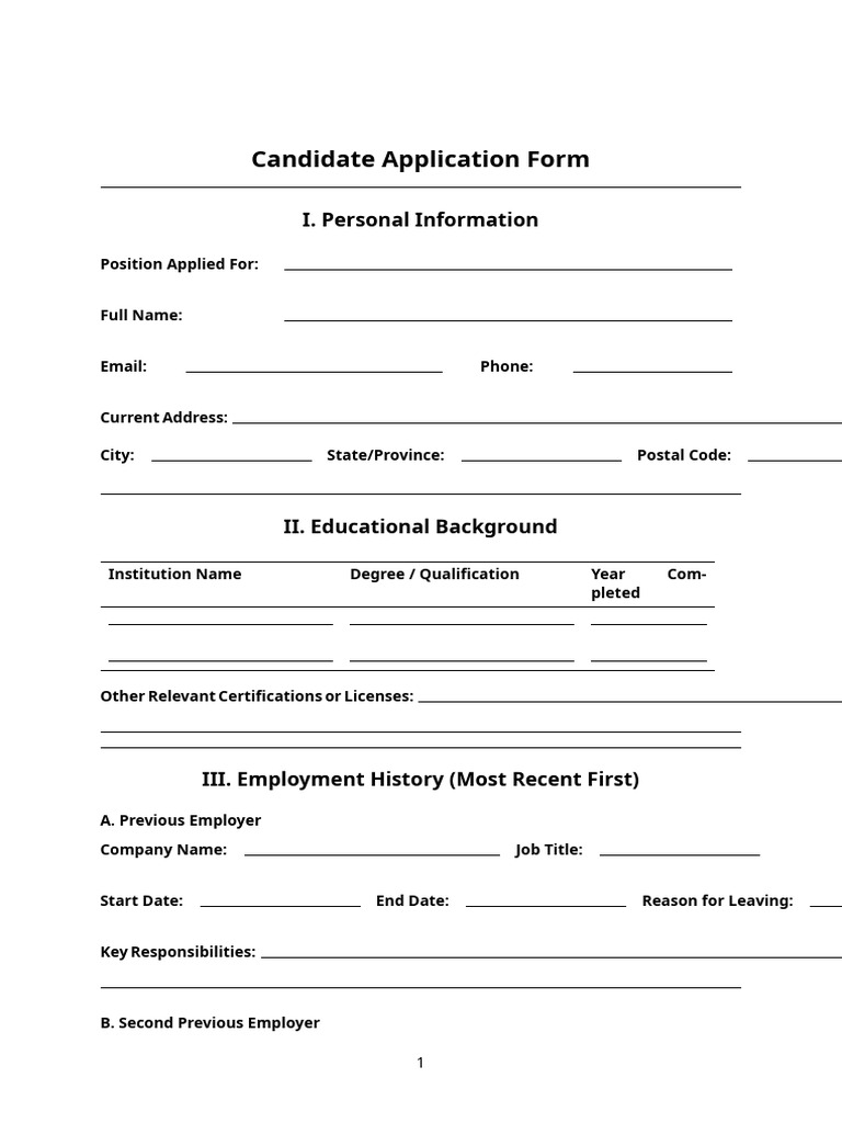 Professional Candidate Application Form Copy 3 | PDF