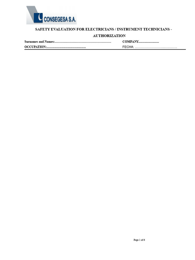 ASSESSMENT FOR ELECTRICIANS | PDF | Electrician | Electrical Engineering