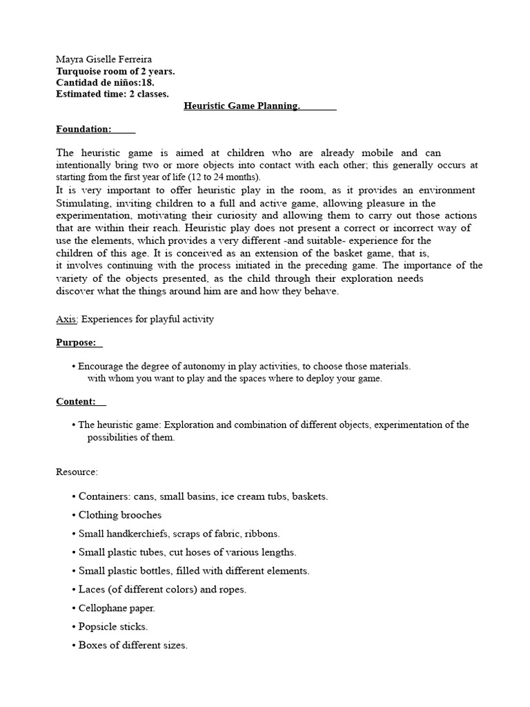 didactic sequence - heuristic game | PDF