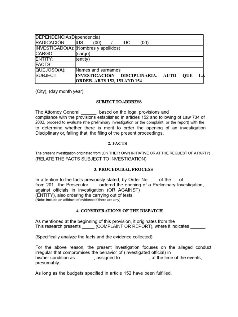Disciplinary Investigation Order Template | PDF | Justice | Crime ...