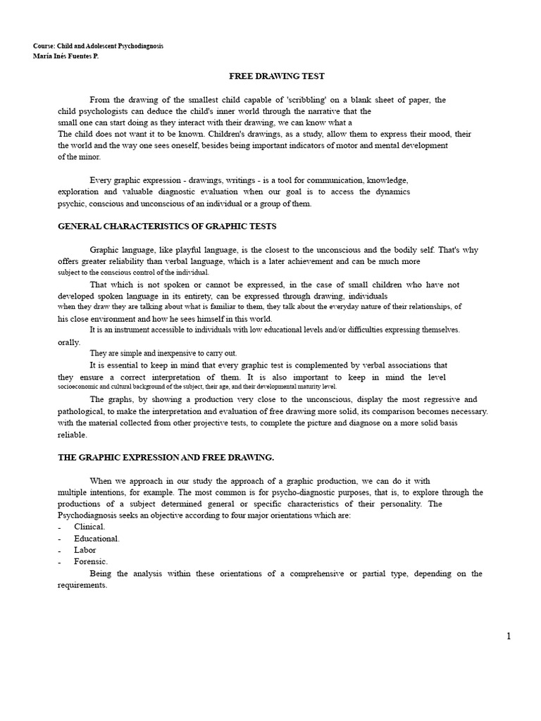 Child Psychodiagnosis: Free Drawing Test | PDF | Mind | Psychology