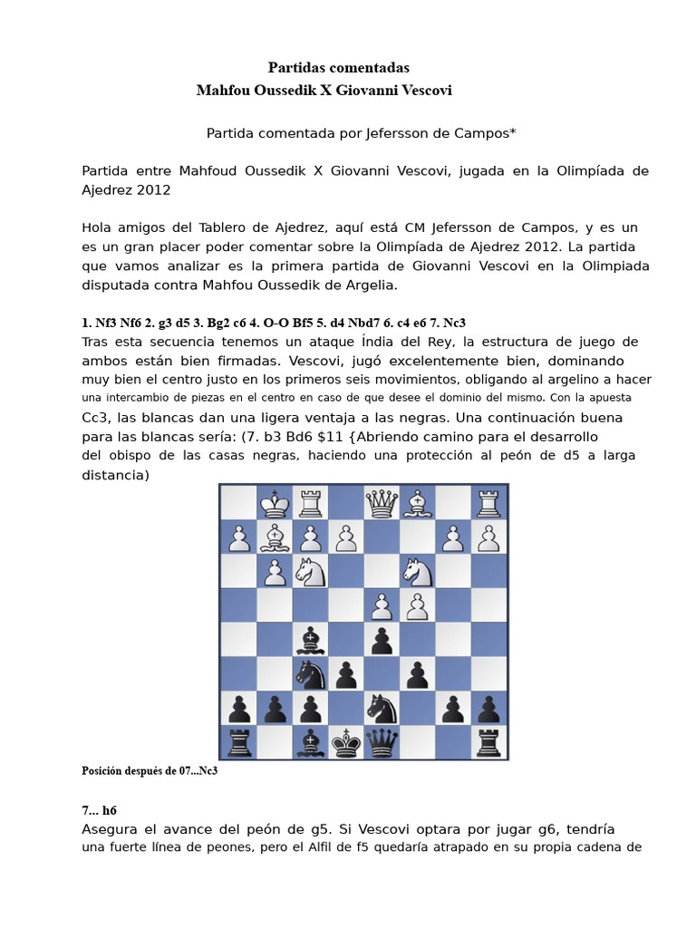Partidas Comentadas de Ajedrez | PDF | Juegos de mesa | Teoría del ajedrez