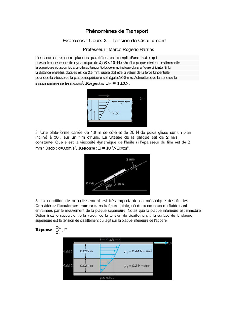 Tension de Cisaillement et Viscosité des Fluides | PDF | Contrainte de ...
