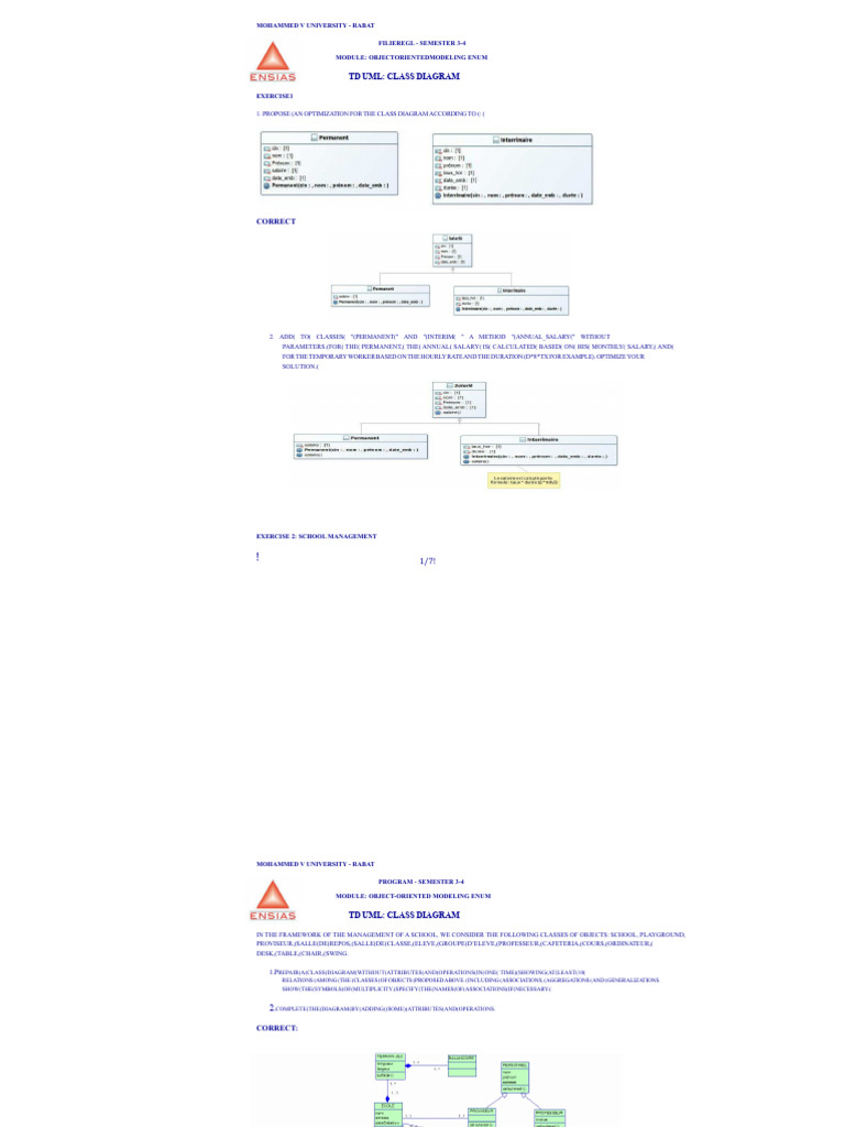 UML Class Diagrams for Management Systems | PDF | Unified Modeling ...