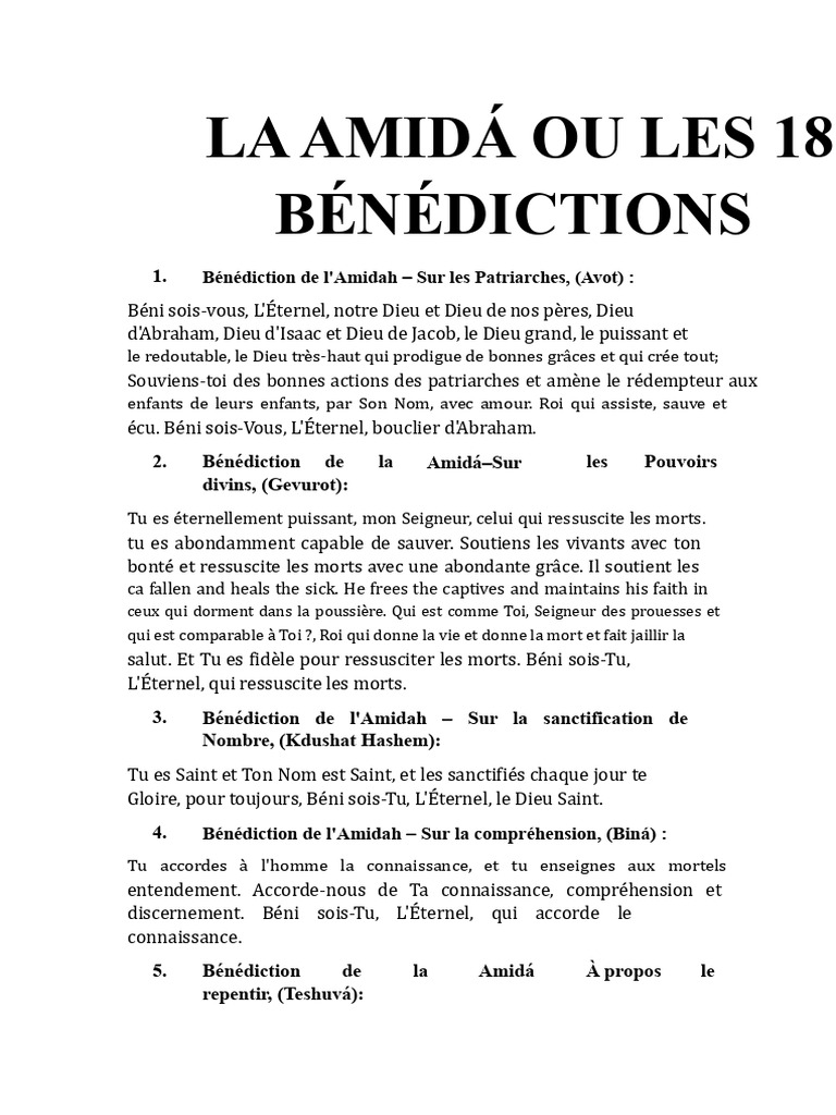 Bénédictions de l'Amidah et leur Signification | PDF | Dieu | Psaumes