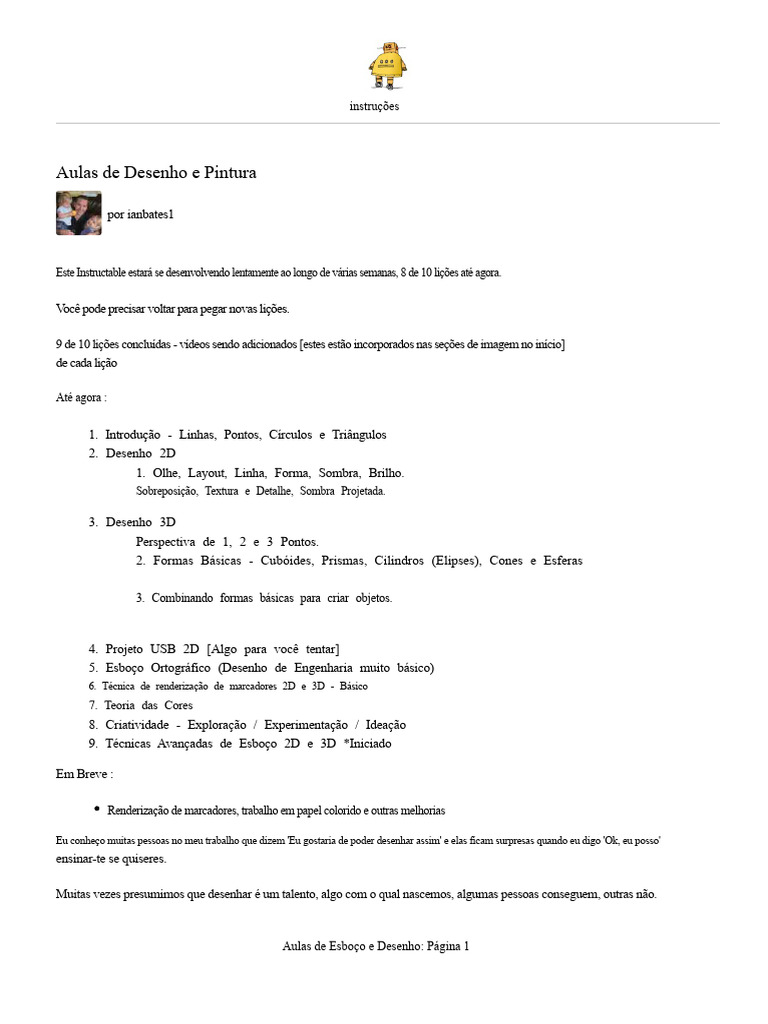 Aulas de Desenho e Pintura: Início e Técnicas | PDF | Desenho | Cor