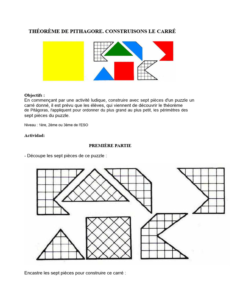 Activité sur le théorème de Pythagore | PDF