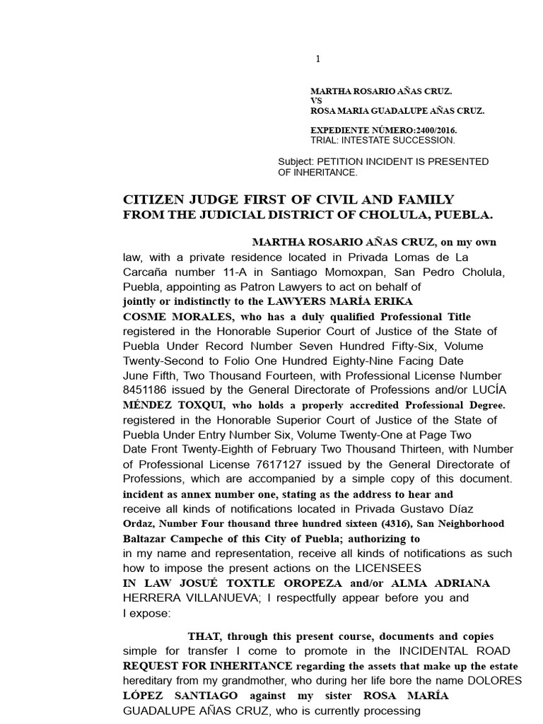INCIDENT REQUEST INHERITANCE | PDF | Inheritance | Justice