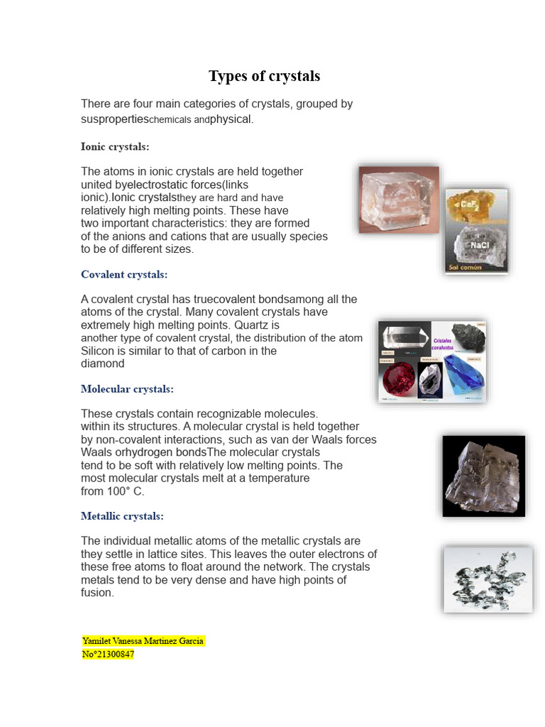 Summary of types of crystals | PDF