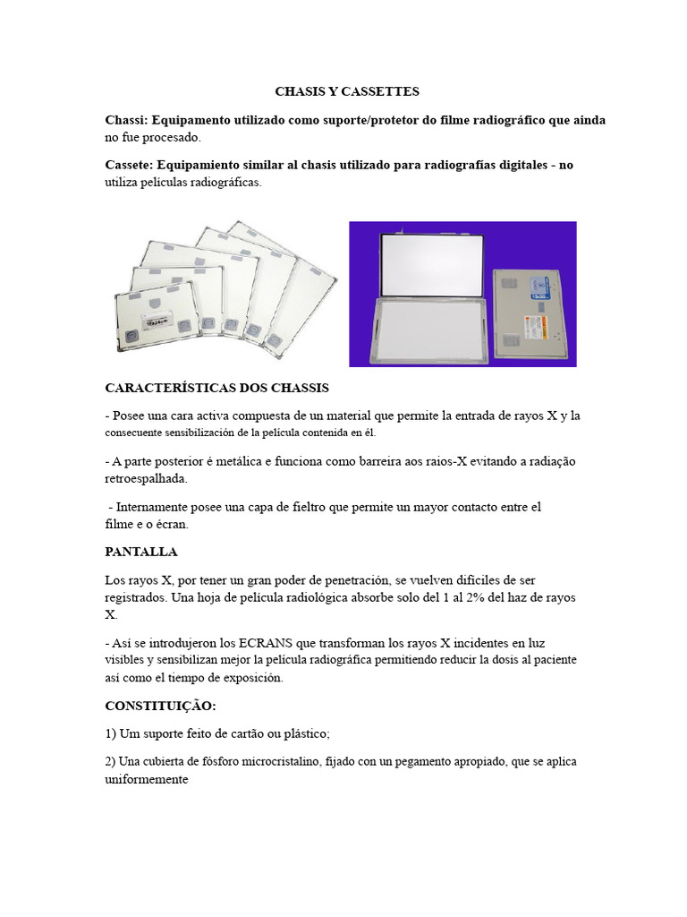 Chasis y Cassettes en Radiografía | PDF | Rayo X | Ligero