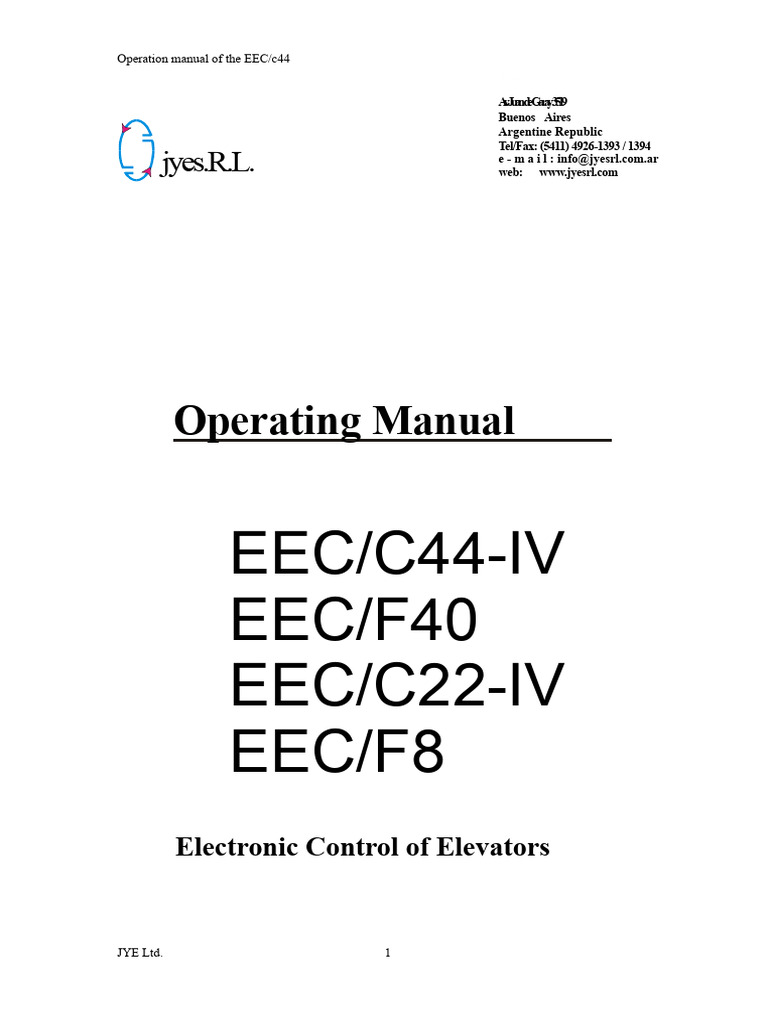 EEC/C44 Elevator Control Manual | PDF | Elevator | Power Supply
