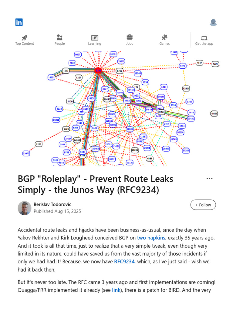 Preventing BGP Route Leaks with RFC9234 PDF Network Architecture