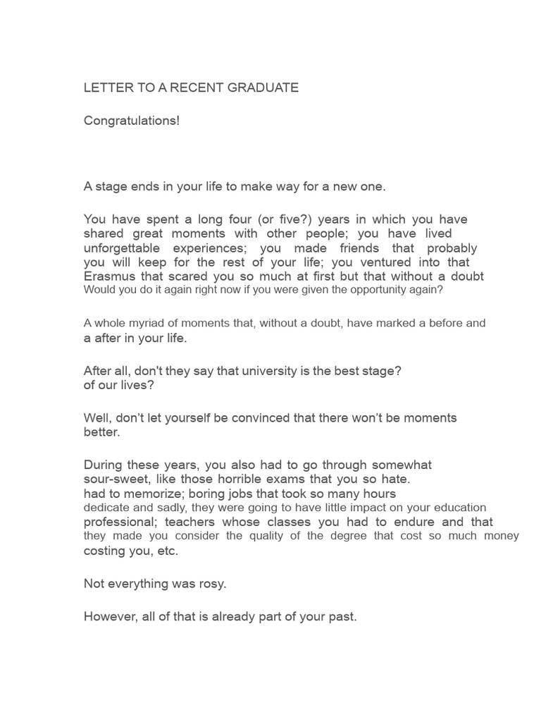 LETTER FOR A RECENT GRADUATE | PDF