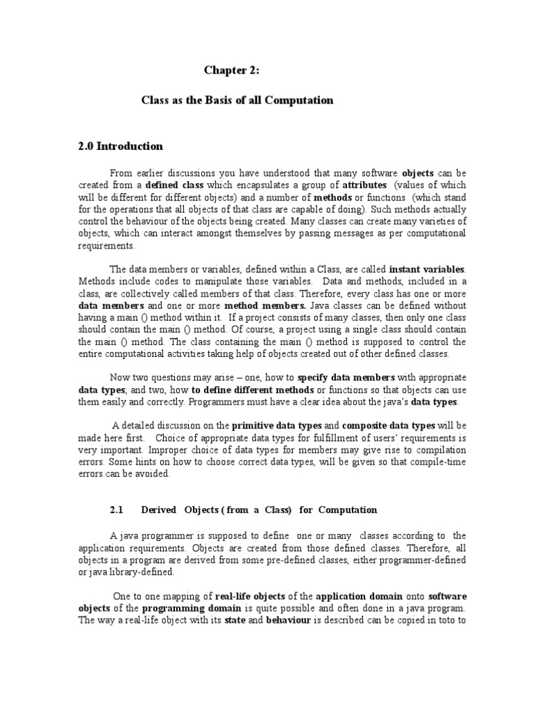 Java Chap2: Class As The Basis of All Computation (Prof. Ananda M Ghosh ...