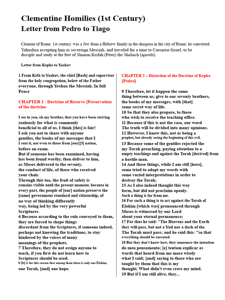 Clementine Homilies: Kepha to Yaakov | PDF | Saint Peter | Jesus