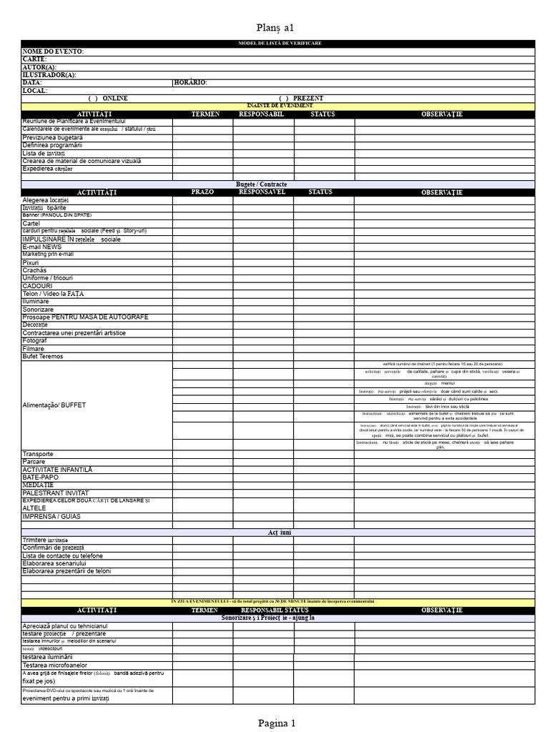 Model Lista de Verificare | PDF
