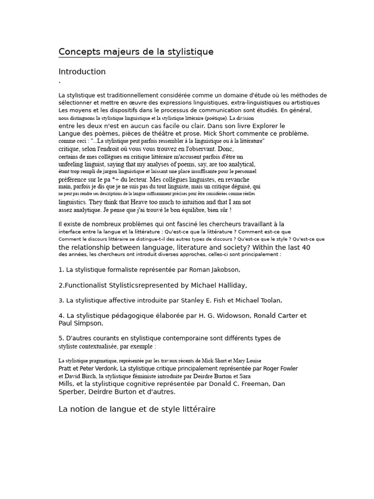Principes de la stylistique littéraire | PDF | Linguistique | Écriture