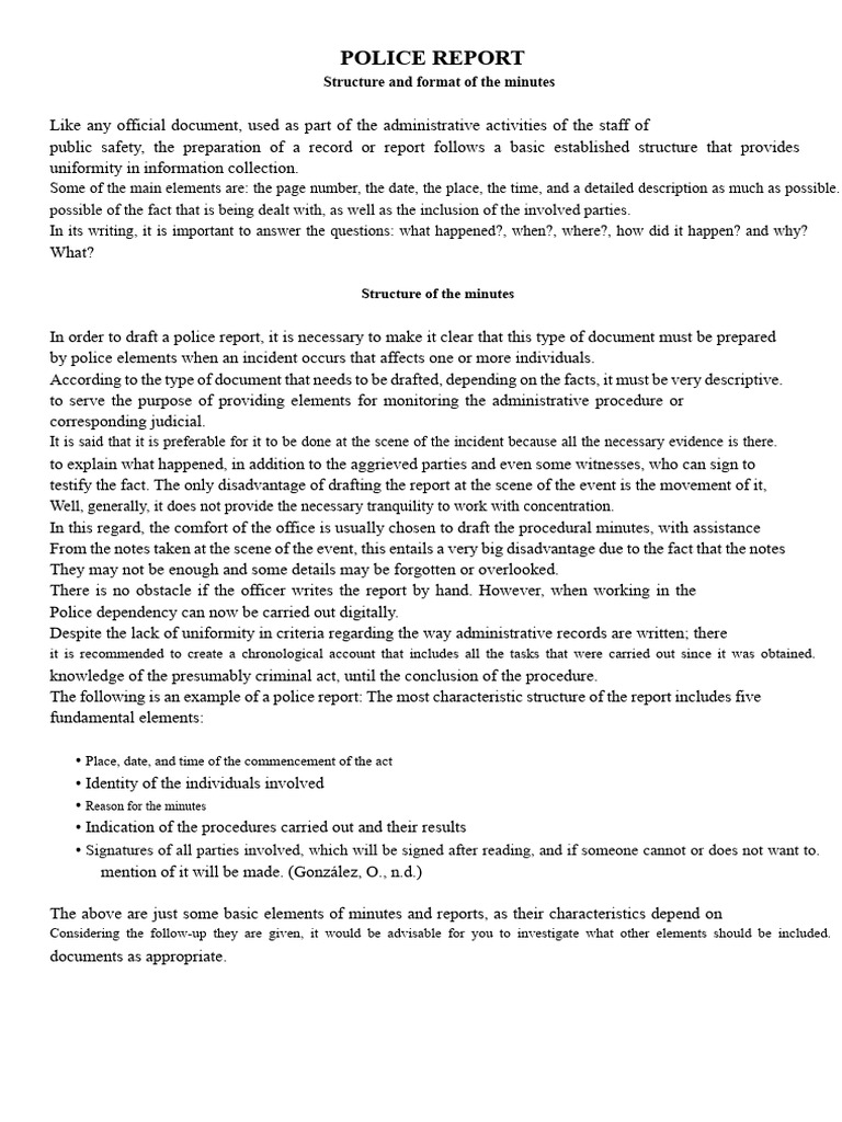 Police Report Structure and Guidelines | PDF | Police | Justice