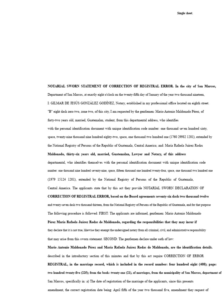 Notarial Correction of Registral Error | PDF | Notary Public | Document