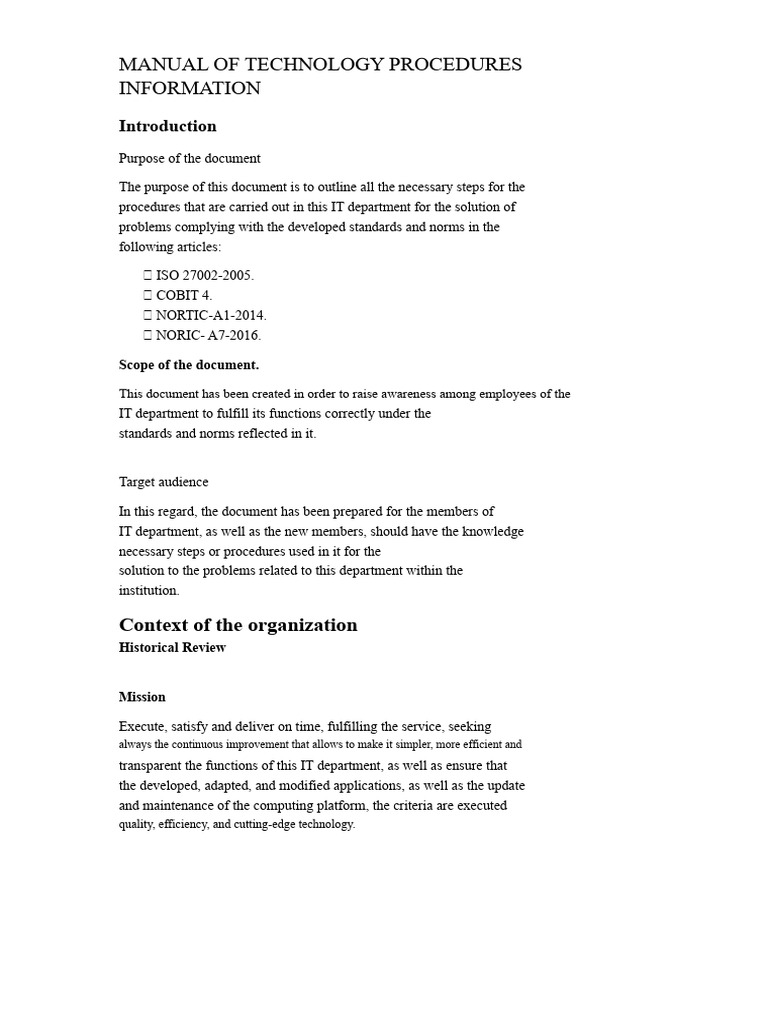 IT Department Procedures Manual | PDF | Information Technology ...
