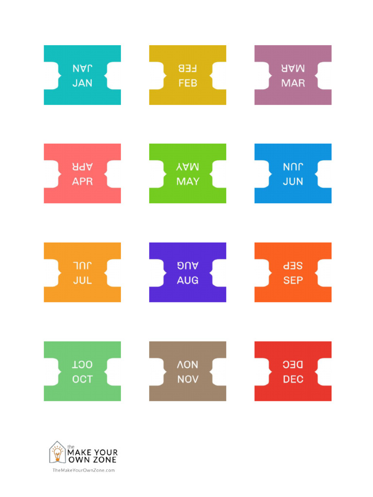 Planner Monthly Tabs 12 Color | PDF