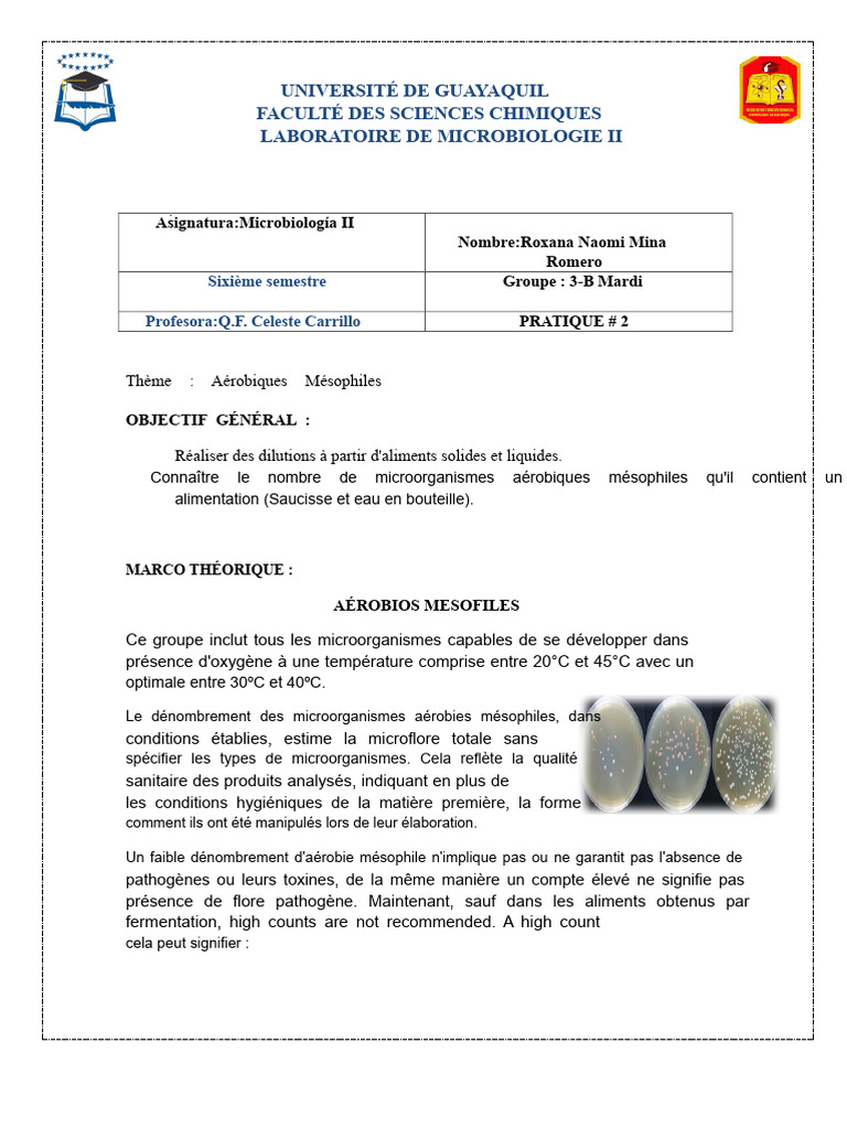 Dénombrement des Mésophiles Aérobiques | PDF | Microbiologie | Nourritures