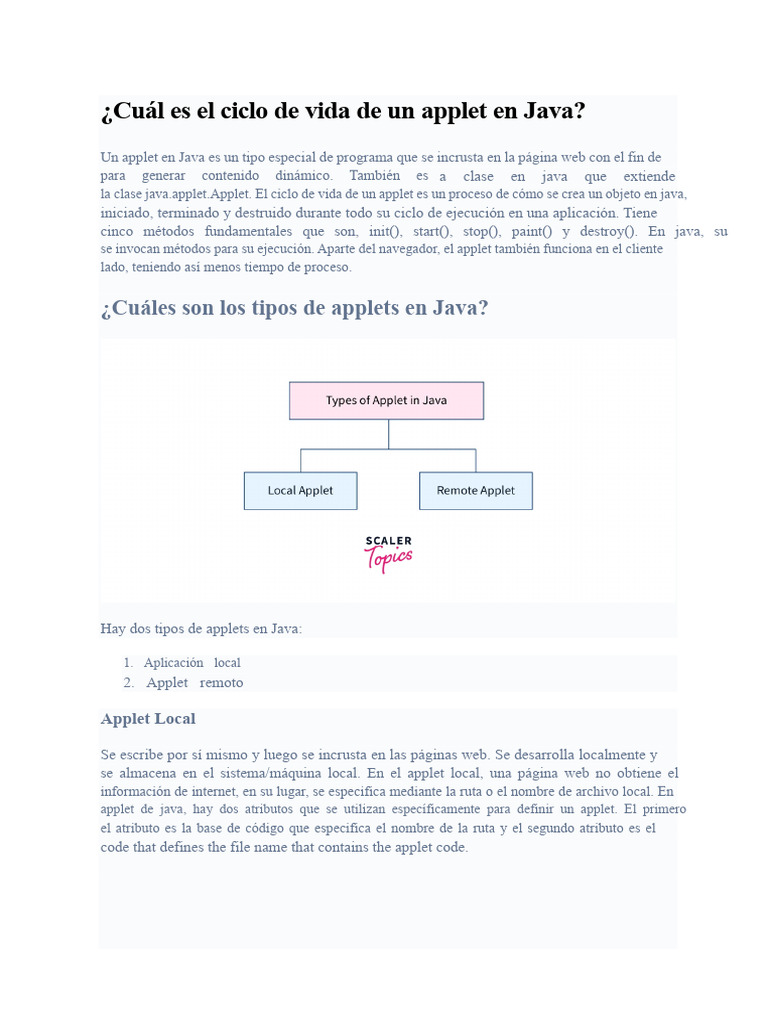 Ciclo de Vida de Un Applet en Java | PDF | Java (lenguaje de ...