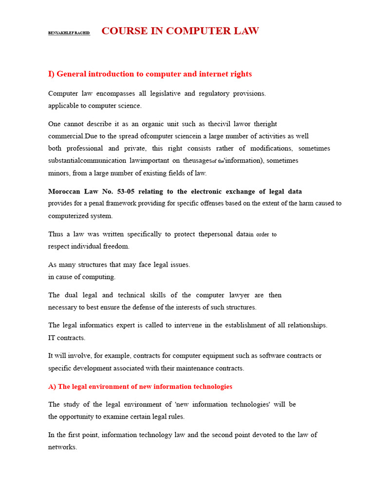 Computer Law Overview and Key Concepts | PDF | Mediation | Arbitration