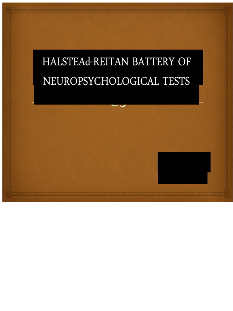 Batterie Halstead-Reitan : Tests Neuropsychologiques | PDF ...