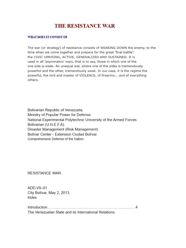 Understanding Resistance Warfare Strategies | PDF | Military | Invasion