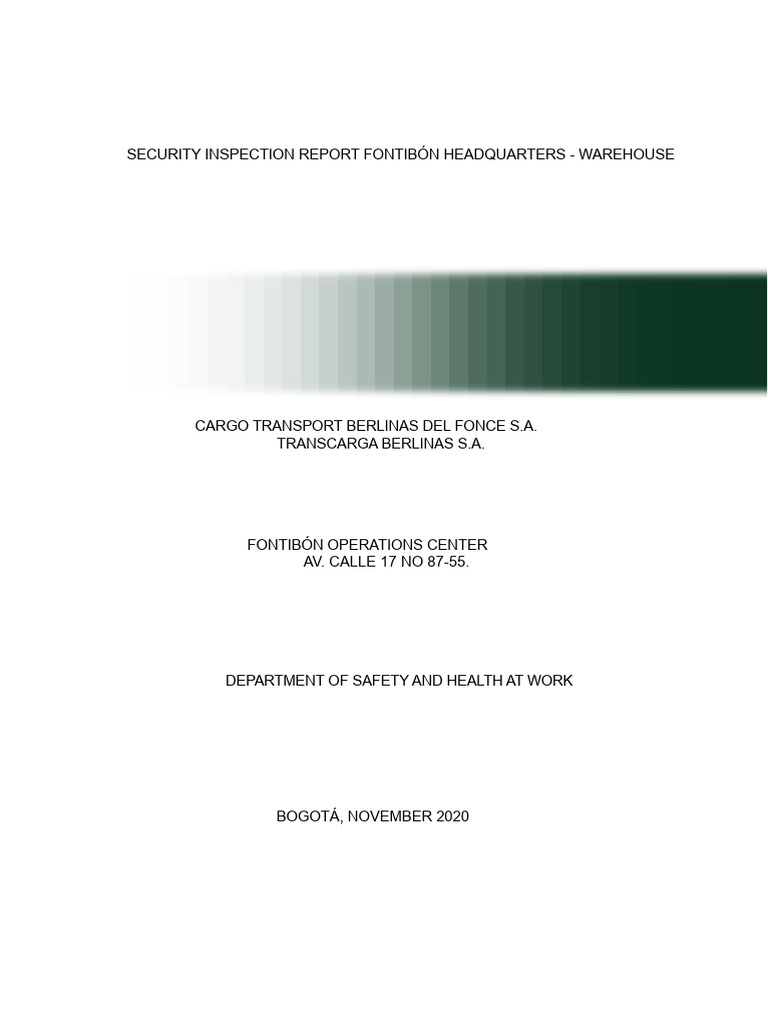 Security Inspection Report: Fontibón Warehouse | PDF | Occupational ...