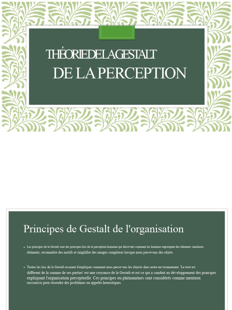 Principes de la Gestalt en perception | PDF | la perception | Concept ...