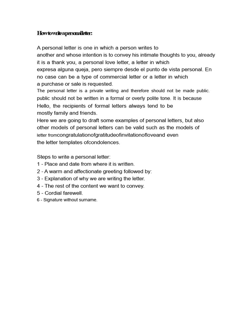 How To Write A Personal Letter | PDF