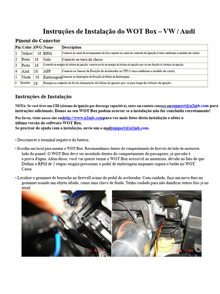 Instalação do WOT Box para VW/Audi | PDF | Conector elétrico | Sistema ...