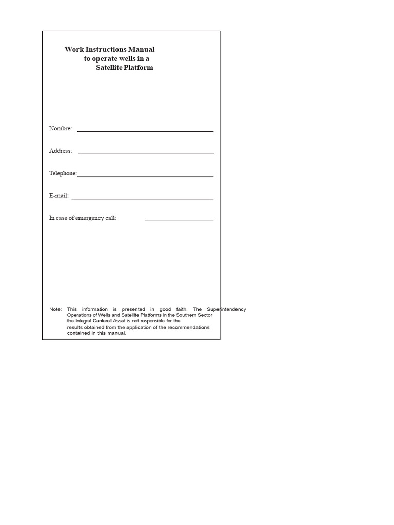 Satellite Platform Well Operations Manual | PDF | Valve | Pressure ...