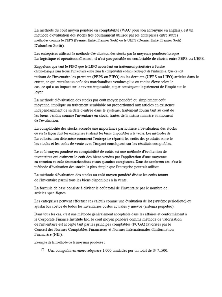 Méthode du Coût Moyen Pondéré en Comptabilité | PDF | Business | Économie