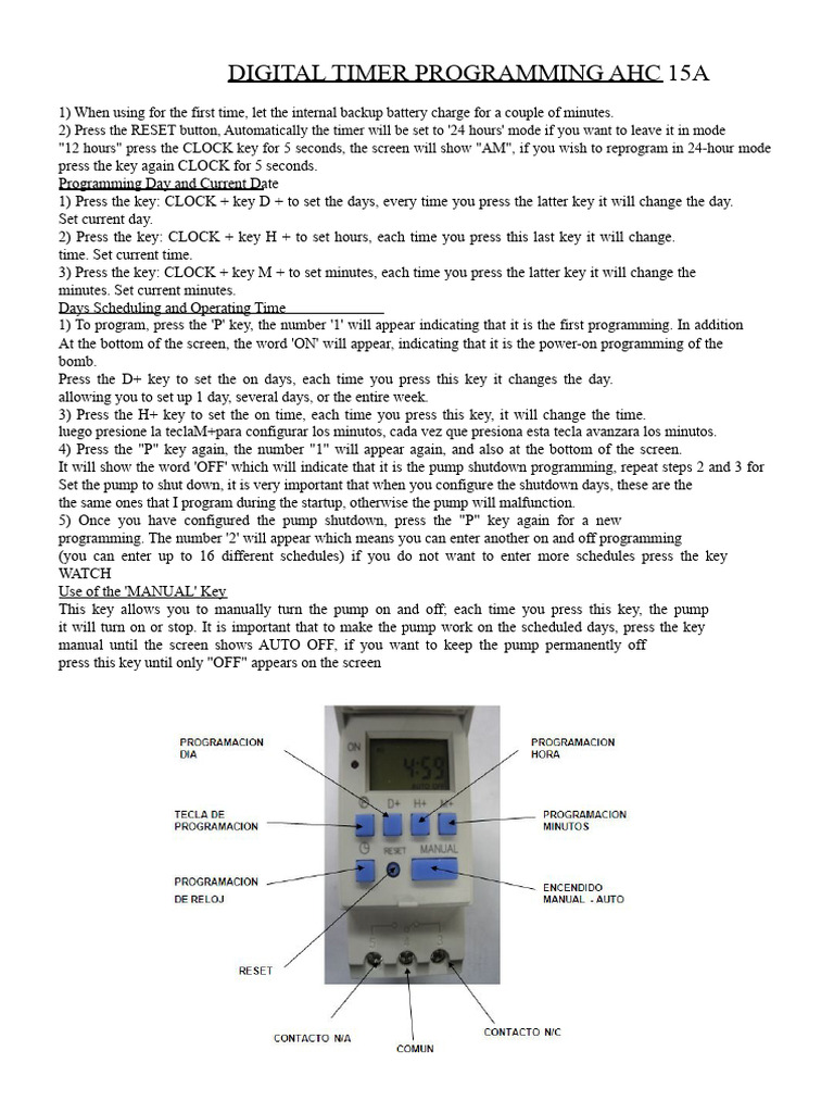 AHC 15A Digital Timer Programming Guide | PDF | Computing
